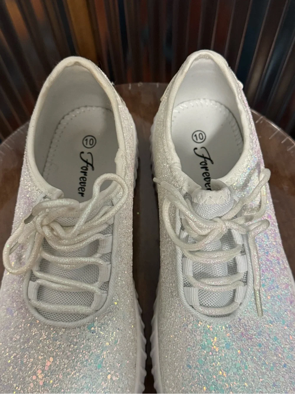 Forever Link Remy-18 White Glitter Light Weight Tennis Shoes -Size 10